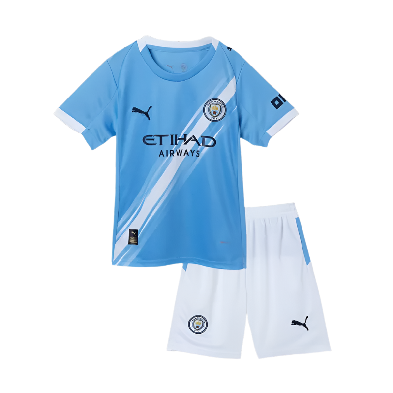 Man City 2025/26 Home Kids Kit - Soccer Jersey Central