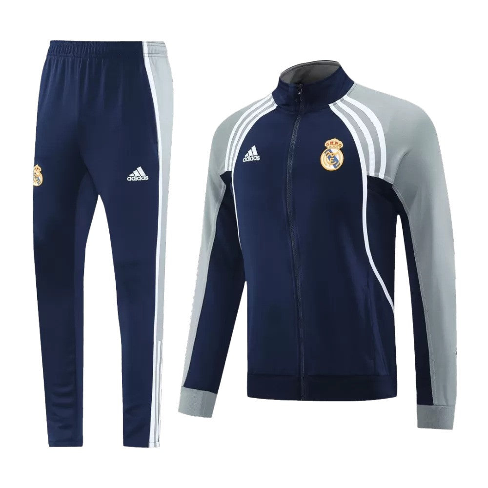 Real Madrid 2025/26 Jacket Tracksuit - Navy & Grey - Soccer Jersey Central