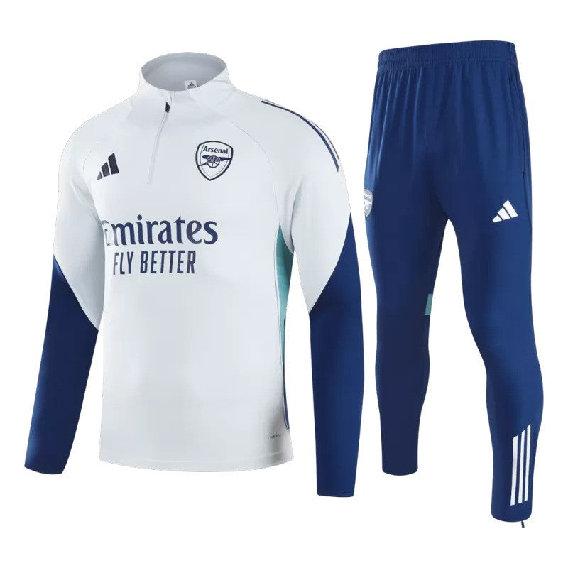 Arsenal 2025/26 1/4 Zip Tracksuit - White - Soccer Jersey Central