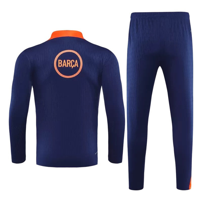 Barcelona 2025/26 1/4 Zip Tracksuit - Black & Orange - Soccer Jersey Central