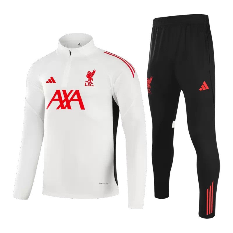 Liverpool 2025/26 1/4 Zip Tracksuit - White - Soccer Jersey Central