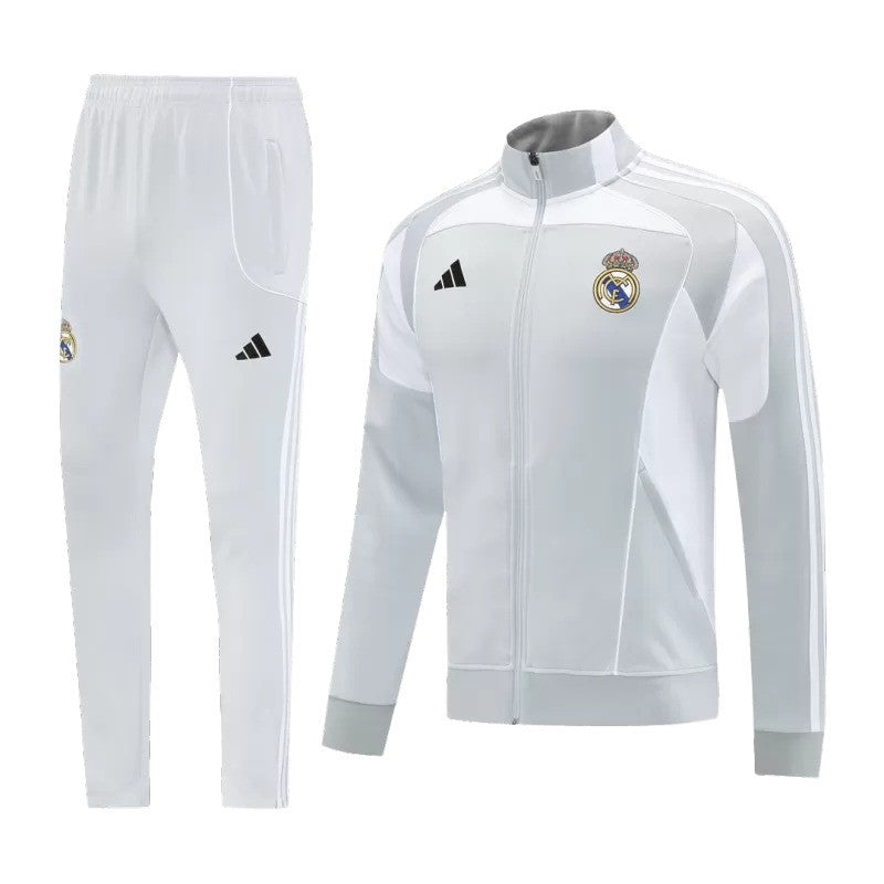 Real Madrid 2025/26 Jacket Tracksuit - Grey - Soccer Jersey Central