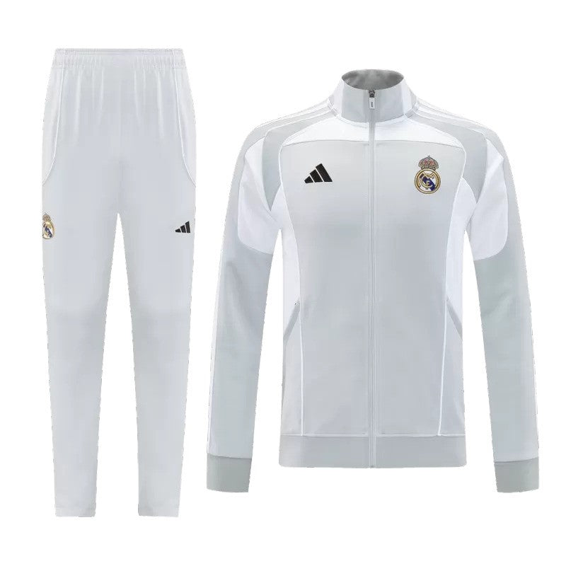 Real Madrid 2025/26 Jacket Tracksuit - Grey - Soccer Jersey Central